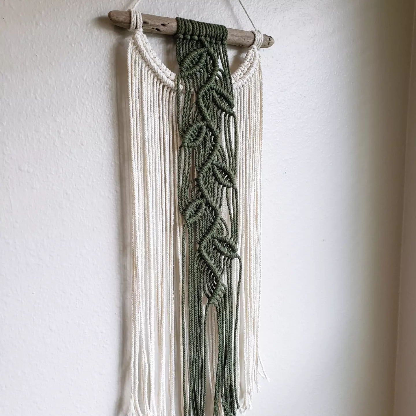 White Beaded Driftwood Macrame offers Wall Hanging