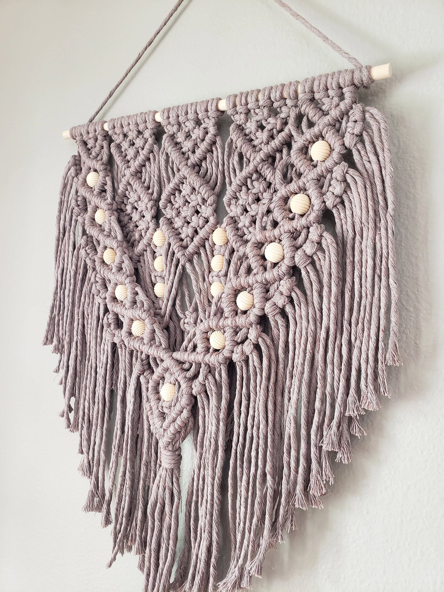 Macrame Wall Hanging with Wood Accent Beads