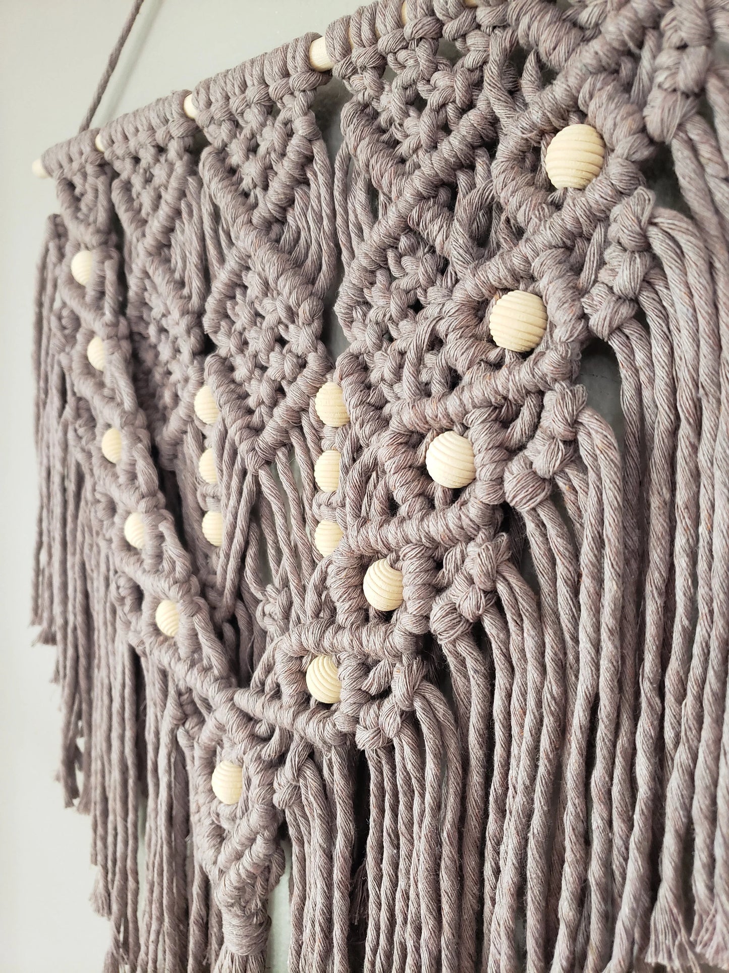 Macrame Wall Hanging with Wood Accent Beads