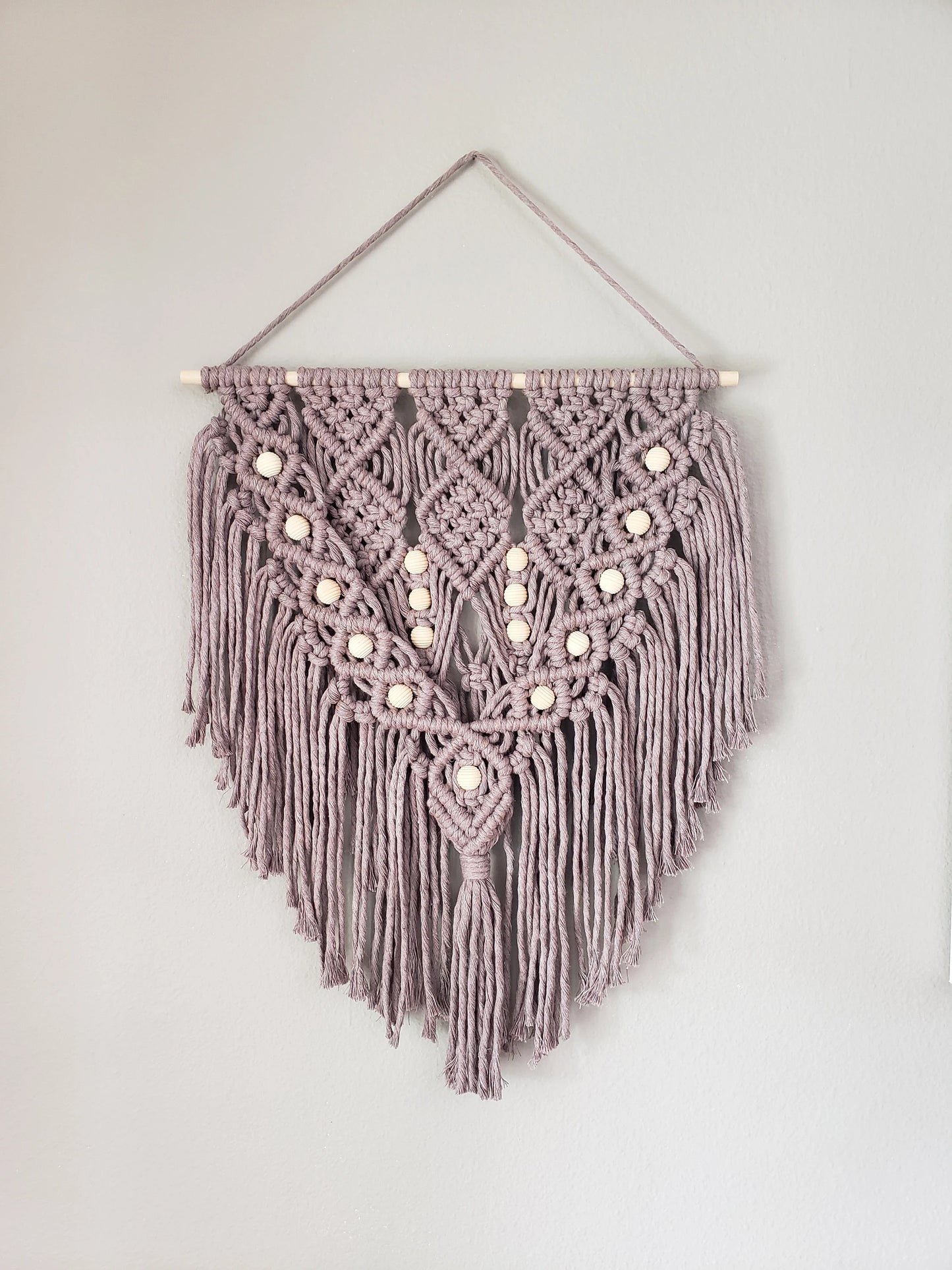 Macrame Wall Hanging with Wood Accent Beads