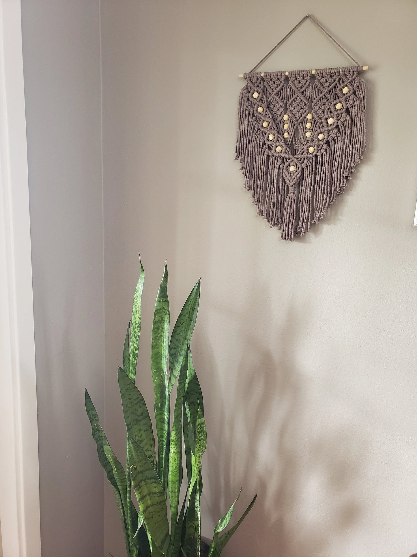 Macrame Wall Hanging with Wood Accent Beads